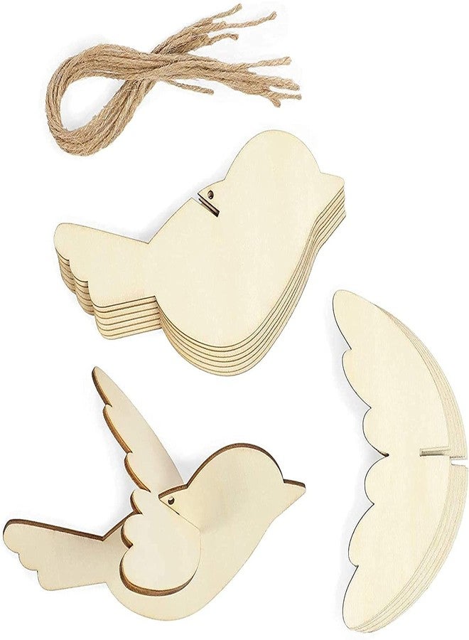 Cliths Pack of 10 Hanging Birds Unfinished 3D Wooden Birds Cutouts to Paint for DIY Crafts, Signs, Gift Tags, Home Decor Wood Cutout - Image 4